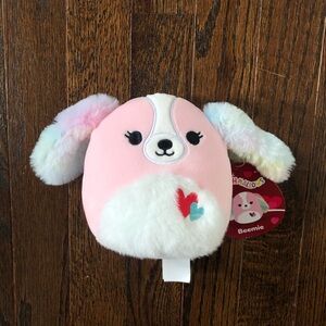 Squishmallows 5” Beemie the Tye-Die Ears Pink/Purple/White Fuzzy Puppy Dog NWT!